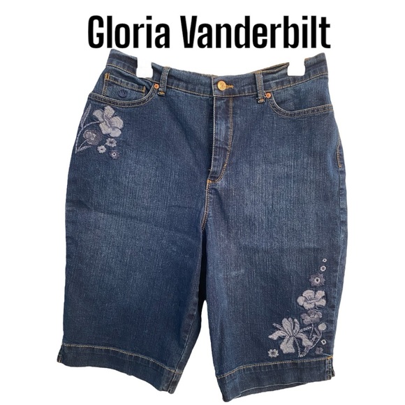 Gloria Vanderbilt Amanda Blue Jean Shorts 10 - Picture 1 of 8